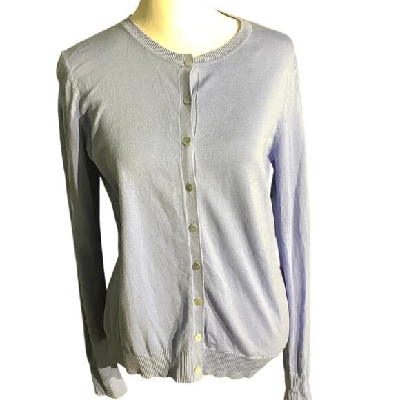 August Silk Cardigan Size (See Measurements) – Light Blue, Classic, Lightweight - Picture 1 of 7